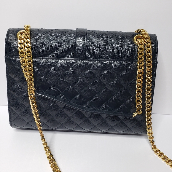 YSL Envelope Medium Chain Bag in Mix Matelassé Grain De Poudre Embossed Leather - Picture 3 of 16